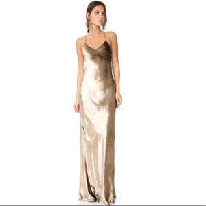 Michelle Mason gold crushed velvet gown size zero